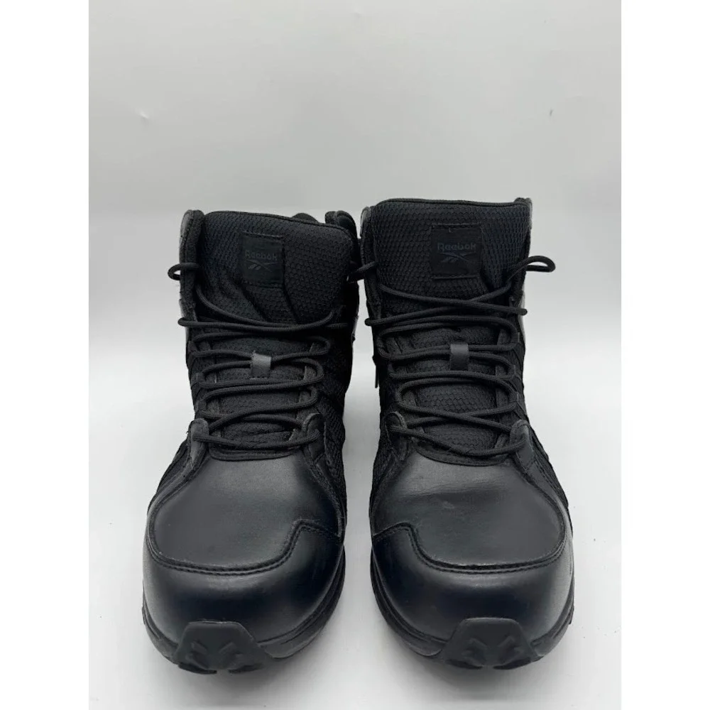 Reebok Tactical Side-Zip Waterproof Duty Boots Mens Black Leather Mesh Size 13